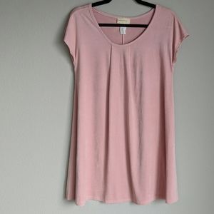Blush Pink Suede Feel Short Sleeve Shift Dress